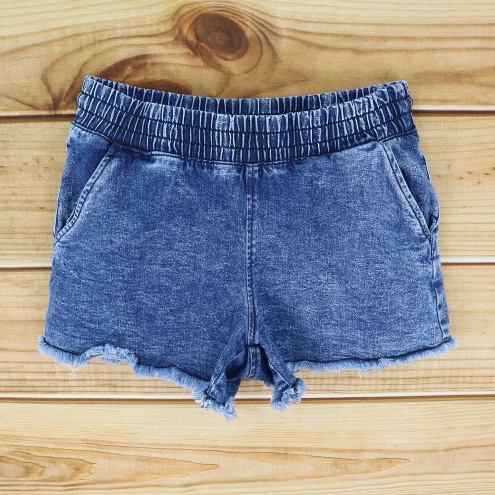 NOBO No Boundaries Jean Shorts Stretch Waist Womens Sz XS Blue Pockets Mid Rise